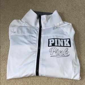 PINK white and black zip up jacket